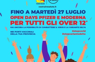 Vaccini, in Sicilia ‘Open days’ per gli over 12 fino al 27 luglio