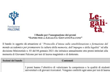 Torna il premio “Saperi per la Legalità”