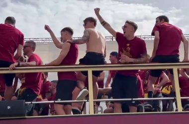 Festa Conference, giallorossi sul bus scoperto per le strade di Roma