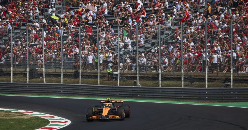 Norris in pole a Monza e prima fila McLaren, 4° Leclerc e 5° Sainz