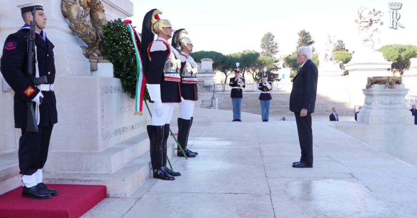 Mattarella all’Altare della Patria per Giornata dell’Unità Nazionale