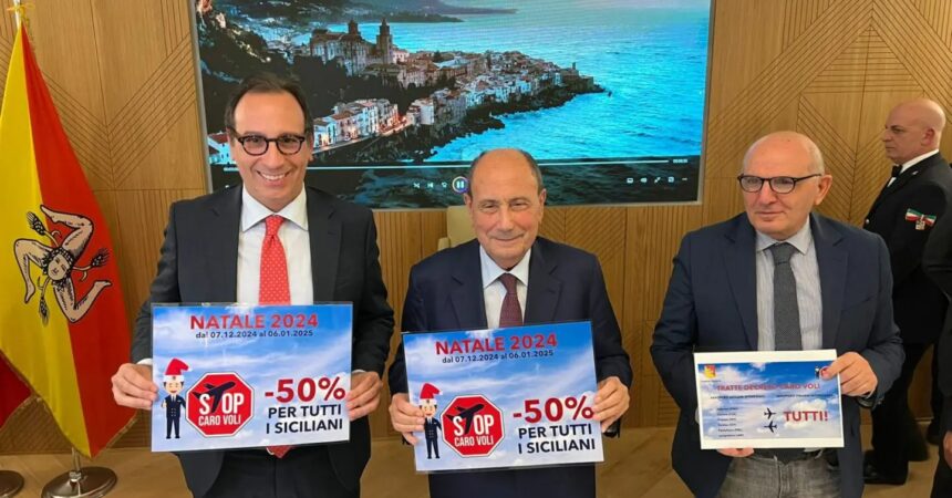 Sconto del 50% sui biglietti aerei a Natale, Schifani “Contro il caro voli”